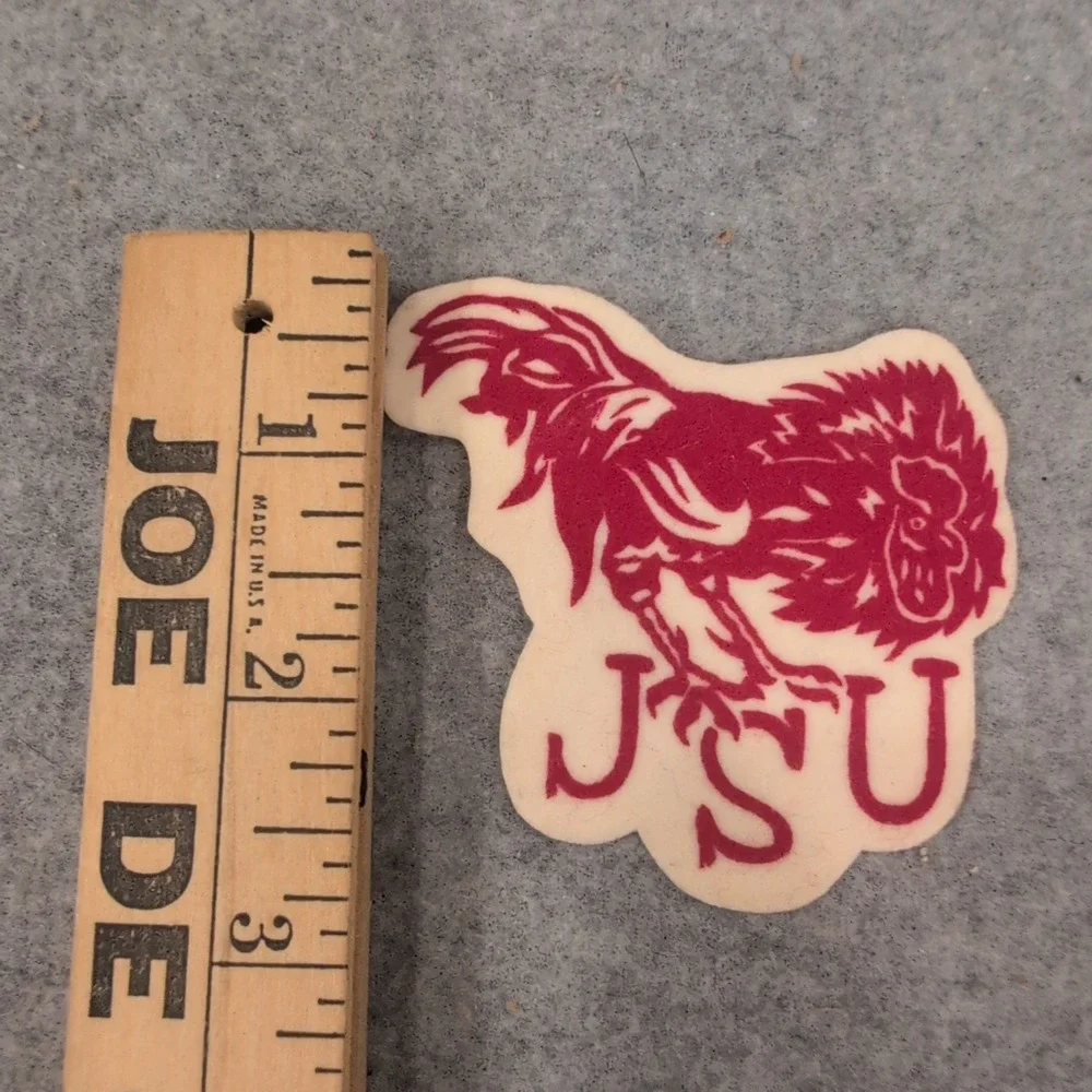 Vintage Jacksonville State University JSU Gamecocks Rooster Felt Patch Red Cream - Picture 2 of 3
